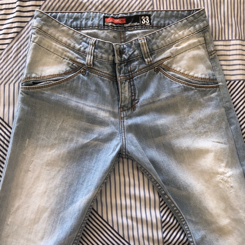 Designer light blue jeans